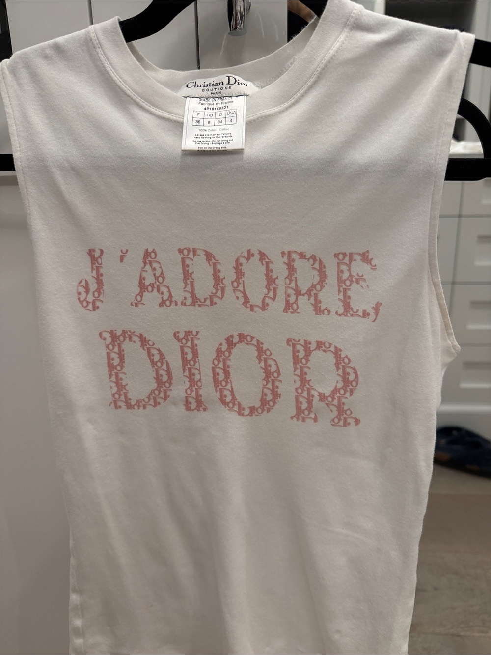 Dior White Tank Top with Pink 'J'Adore Dior' Logo - Picture 3 of 6